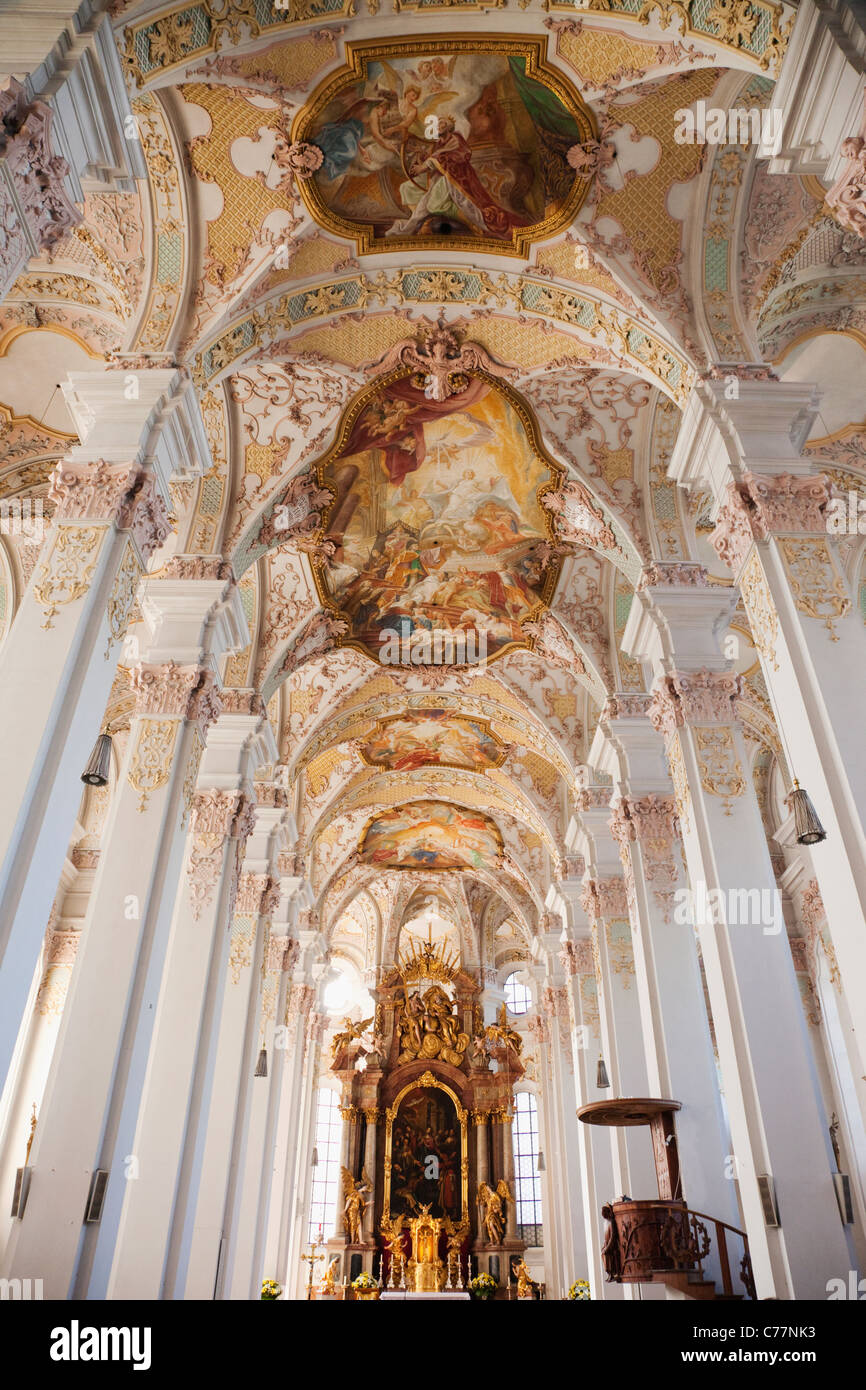 Germany, Bavaria, Munich, Heilig Geist Pfarrkirche aka Holy Ghost Church, Baroque Interior Stock Photo