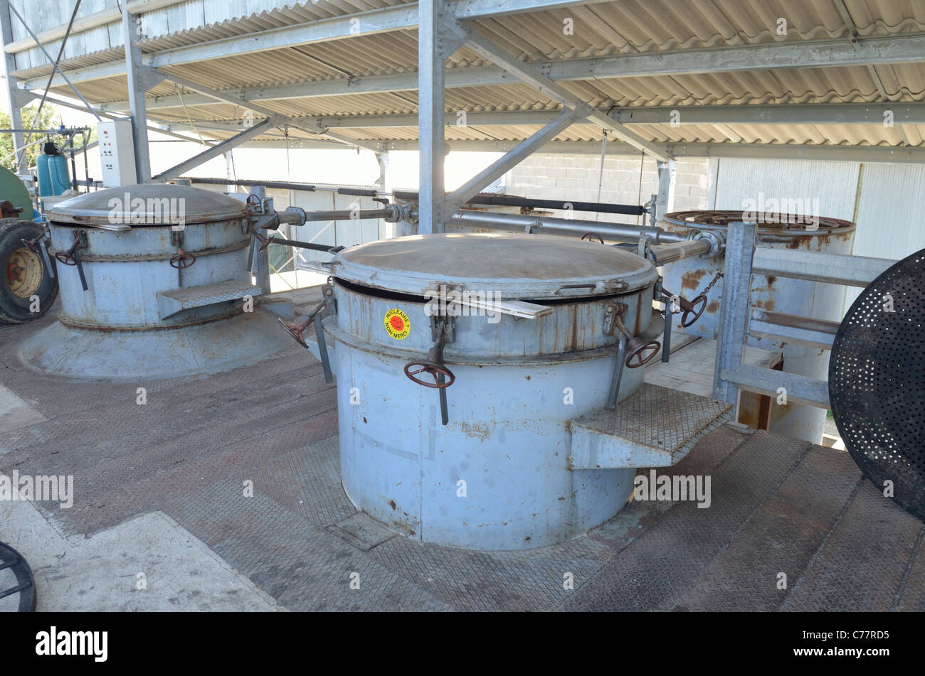 Lavander vats full of lavender oil. in France Stock Photo - Alamy