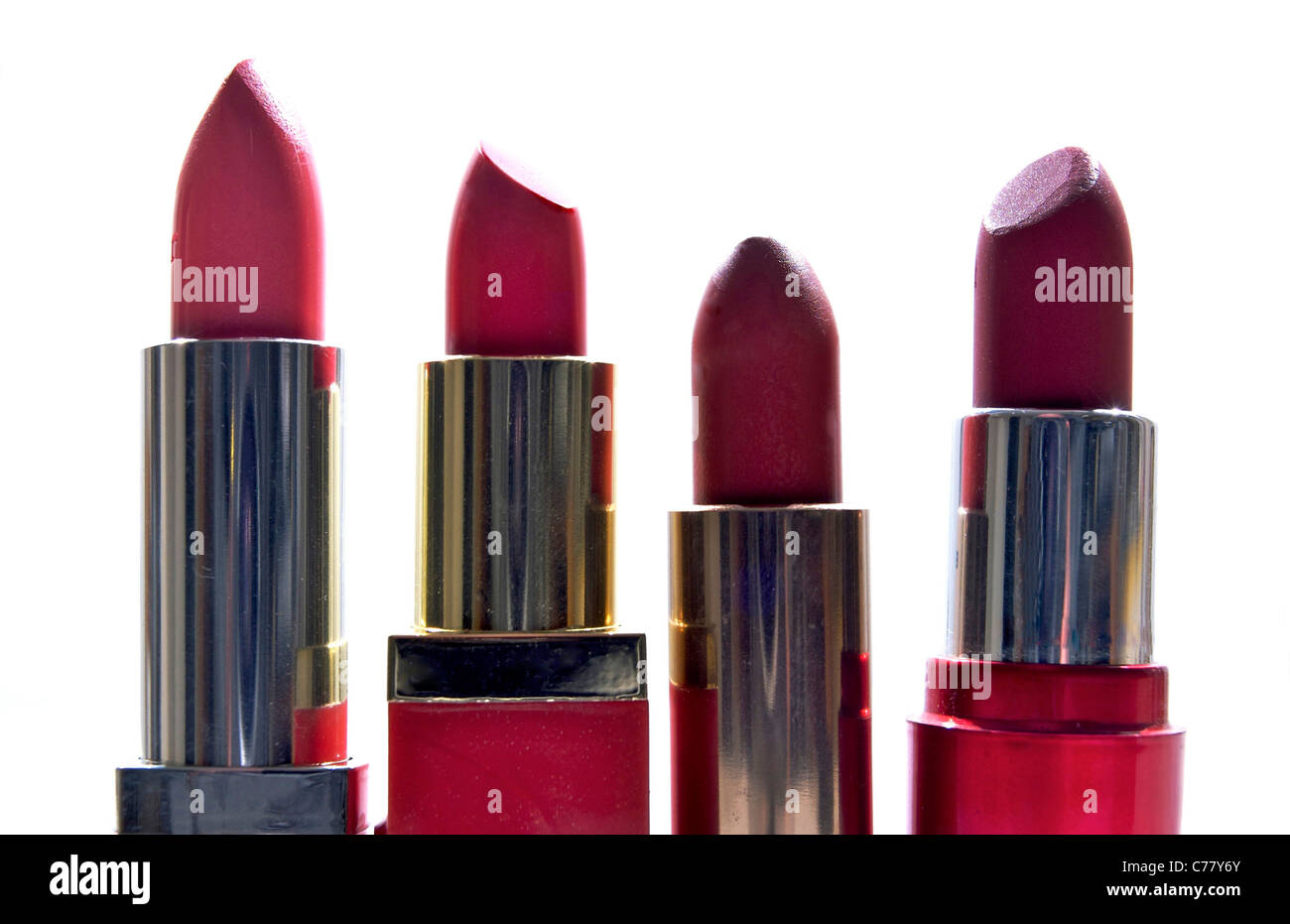 Row of red lipstick Stock Photo