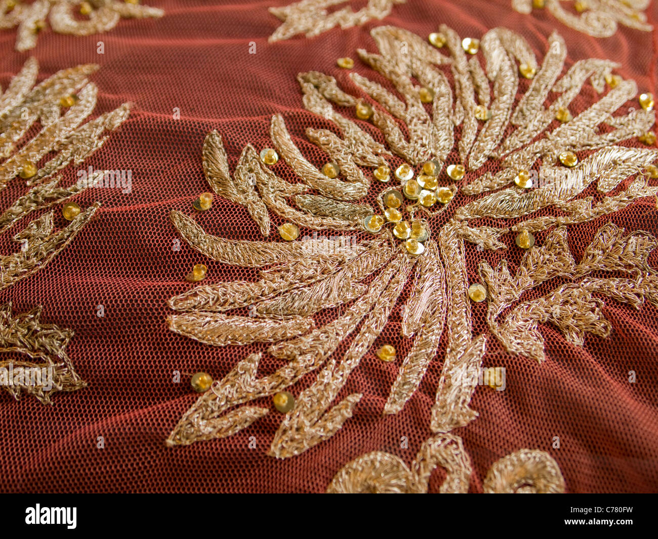 Zardozi fabric sample in the New York City showroom/office of an Indian
