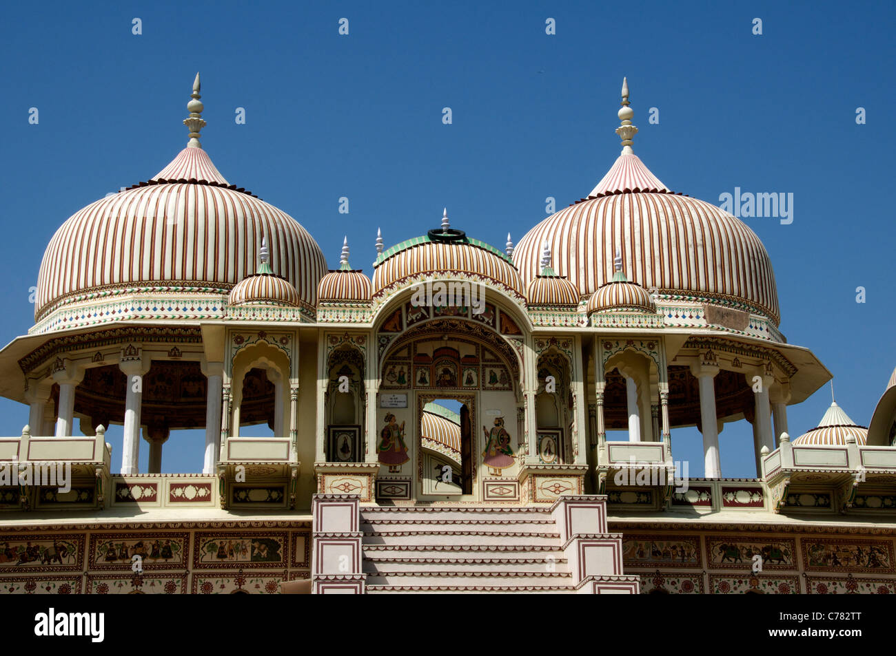 Hindu temple with restored murals Mandawa Shekhawati Northern Rajasthan India Stock Photo