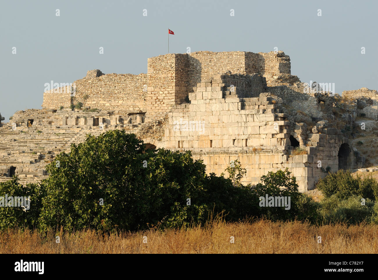 Ruins of Miletus, GrecoRoman amphitheater at dusk, Aydin Province