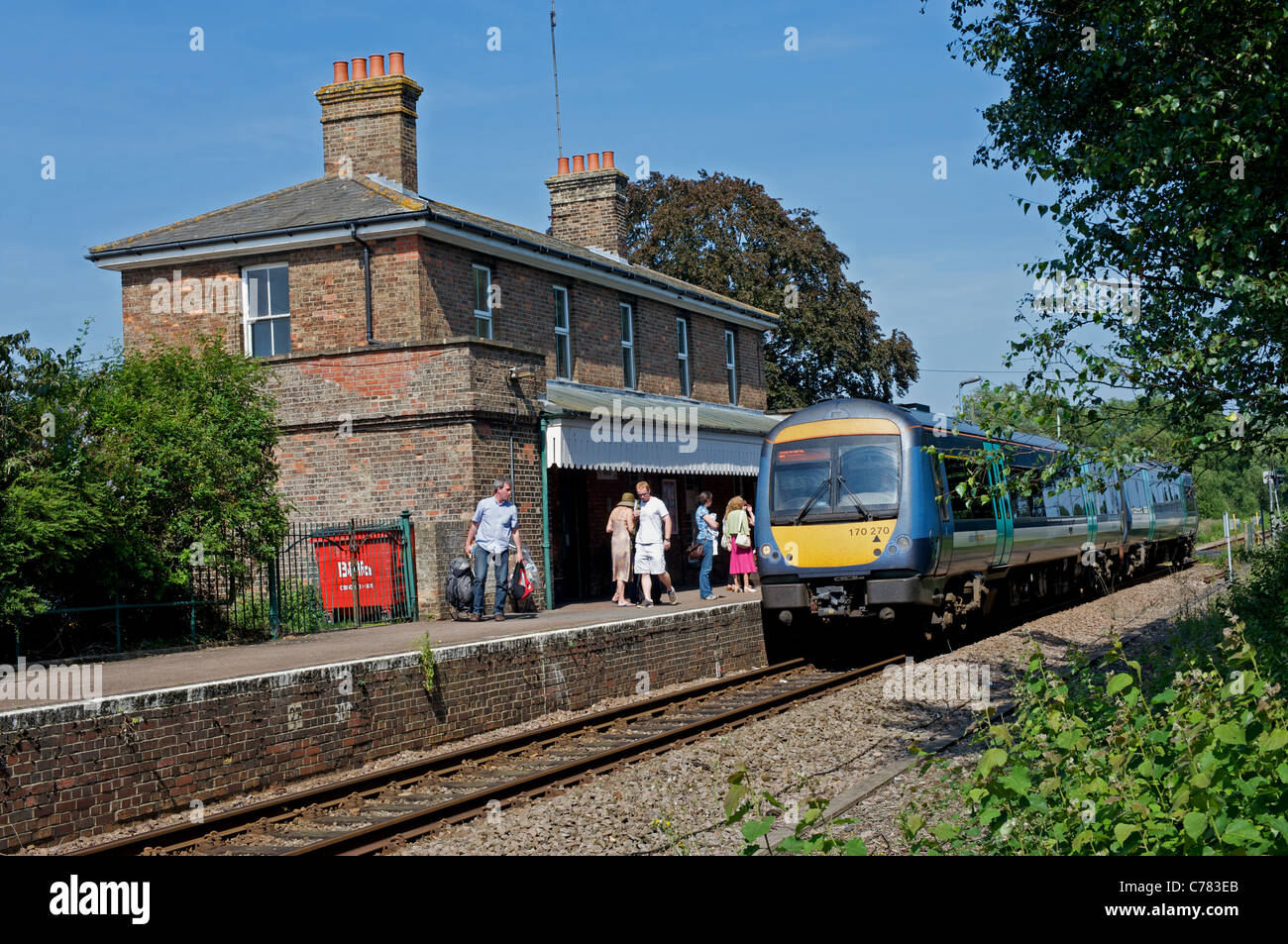 Melton railway station on the East Suffolk branch line, UK. Stock Photo