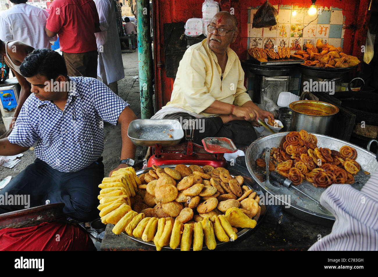 Traditional indian snack shop Stock Photo