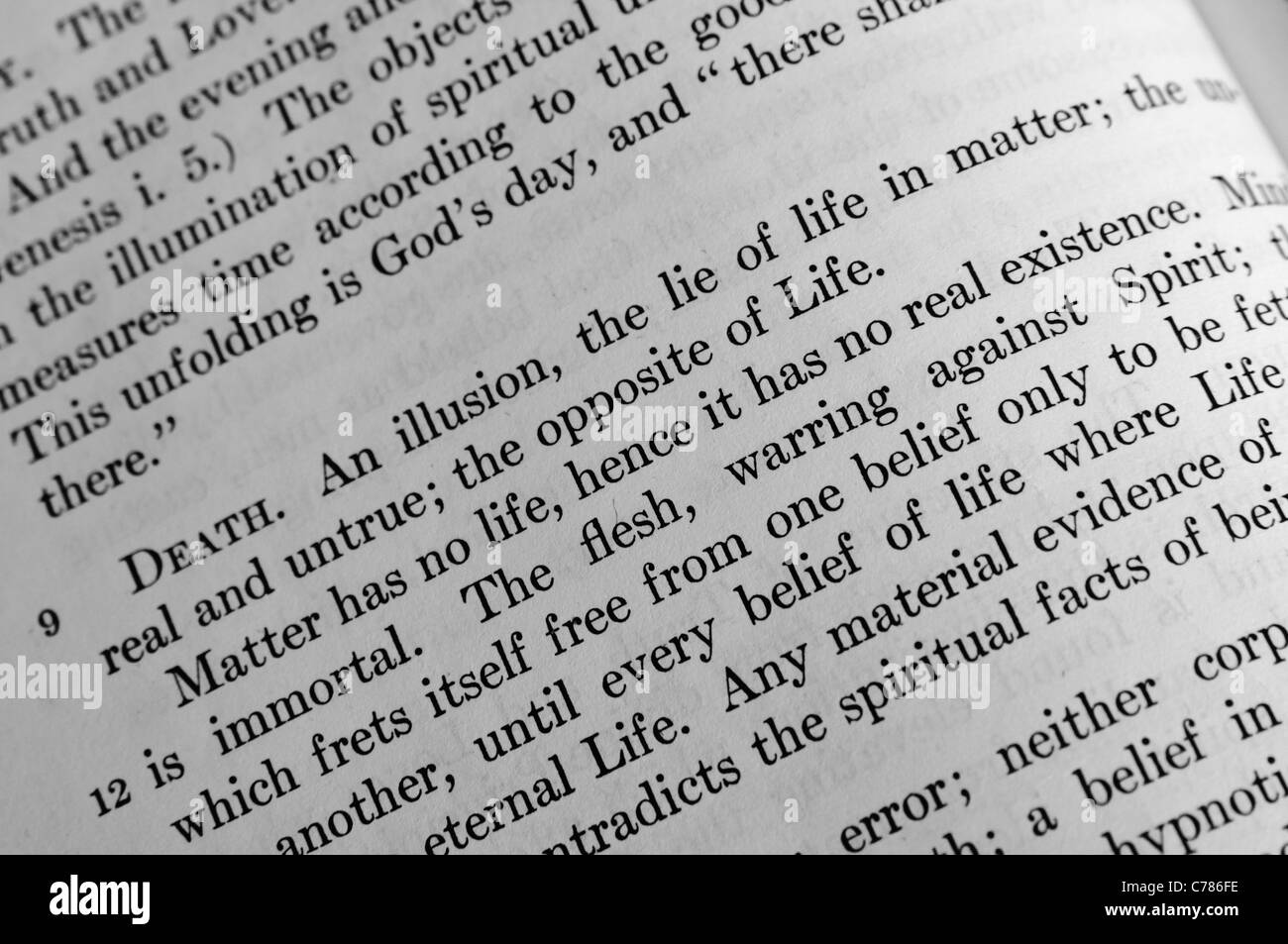 Section on 'Death' in the Christian Science 'Science and Health' by Mary Baker Eddy Stock Photo