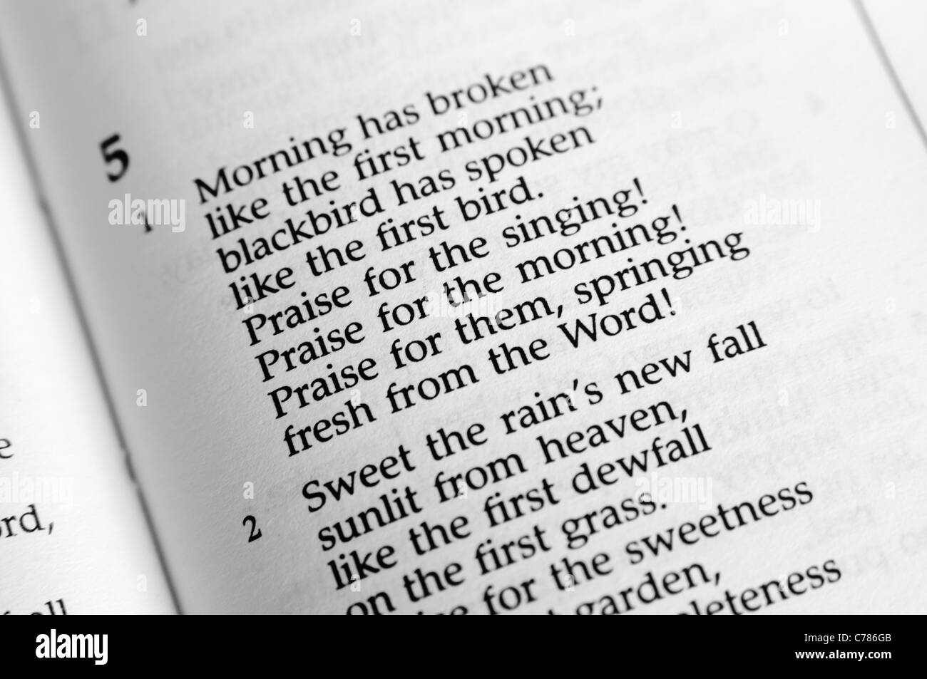 Hymn 'Morning has Broken' from the Irish Presbyterian Hymnal Stock Photo