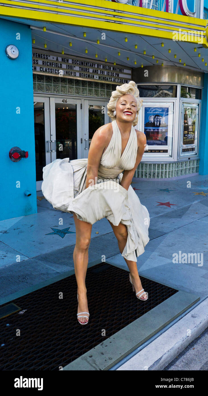 Figure of actress Marilyn Monroe in a classic pose outside the local cinema in Key West Florida Stock Photo