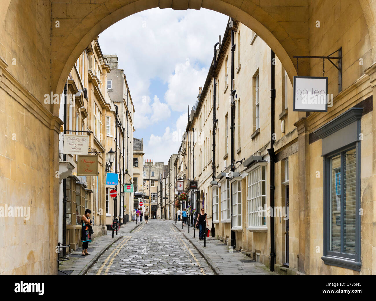 Queen Street near the old town, Bath, Somerset, England, UK Stock Photo