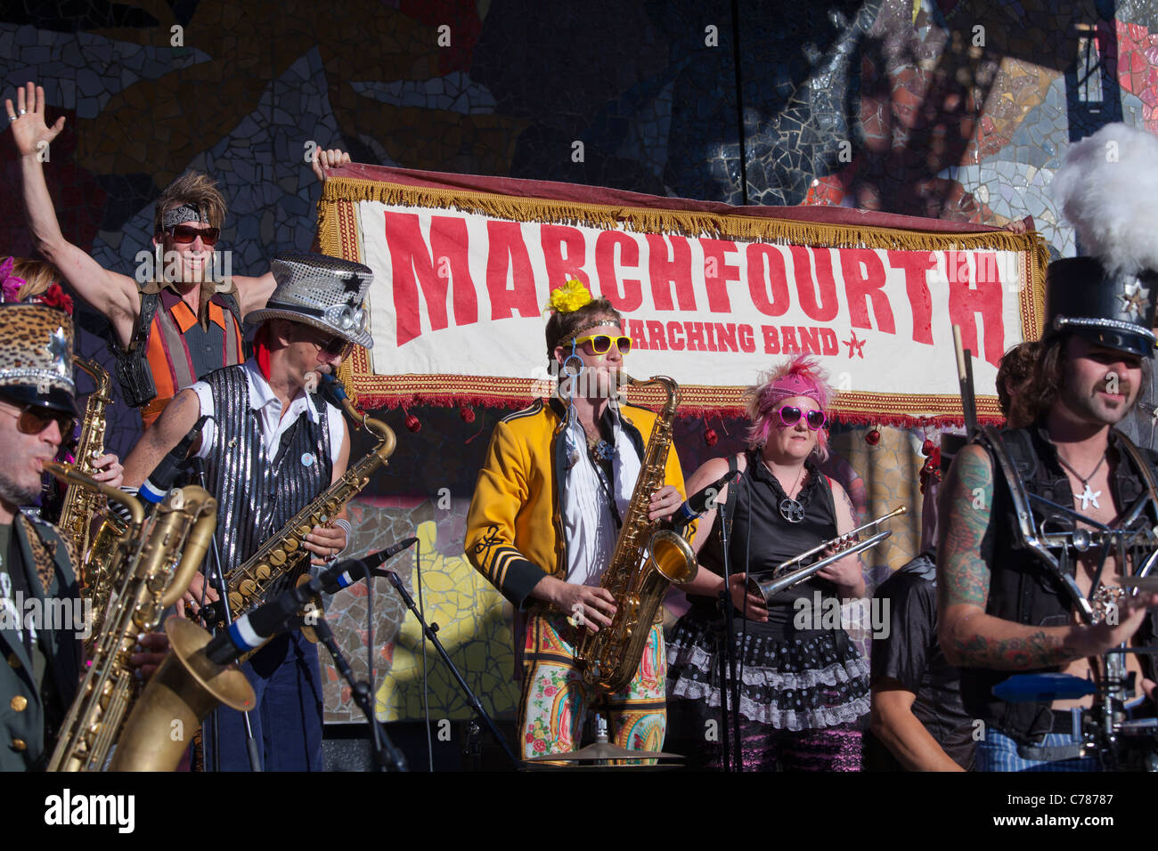March Fourth Marching Band performing at Bumbershoot 2011, Seattle
