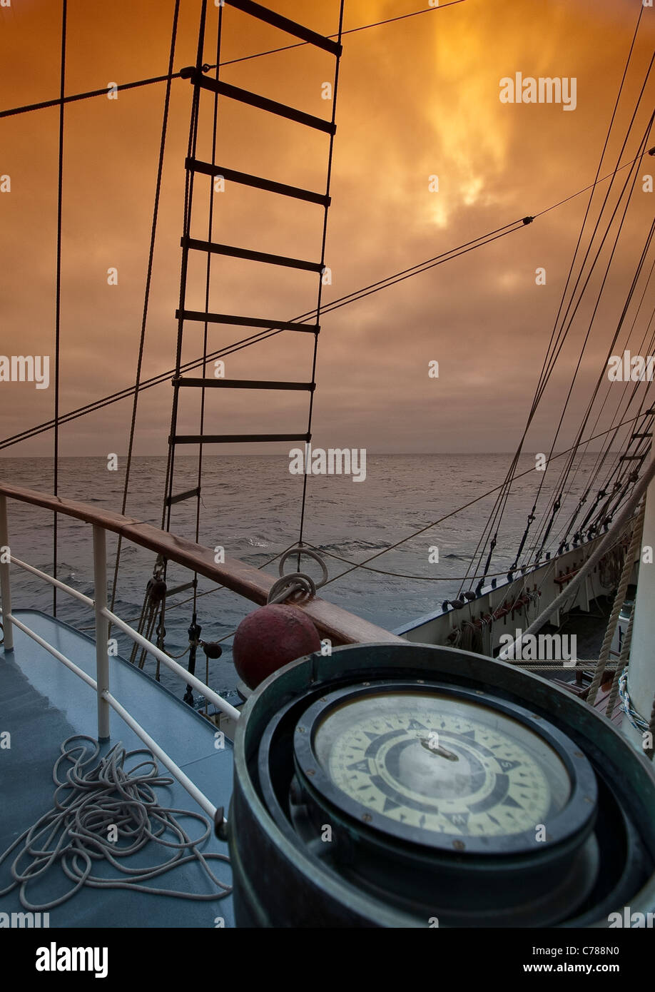 Storm in the English Channel from ship compass, English Channel, United