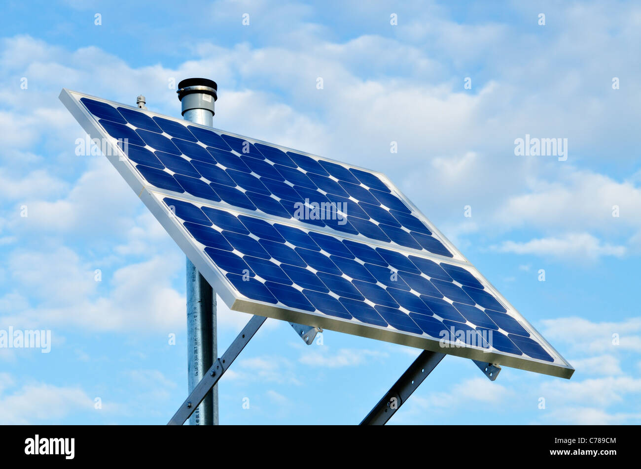 Solar Collector Panel against the sky, USA. Stock Photo