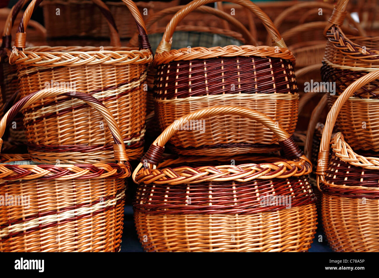 Cane  baskets Stock Photo