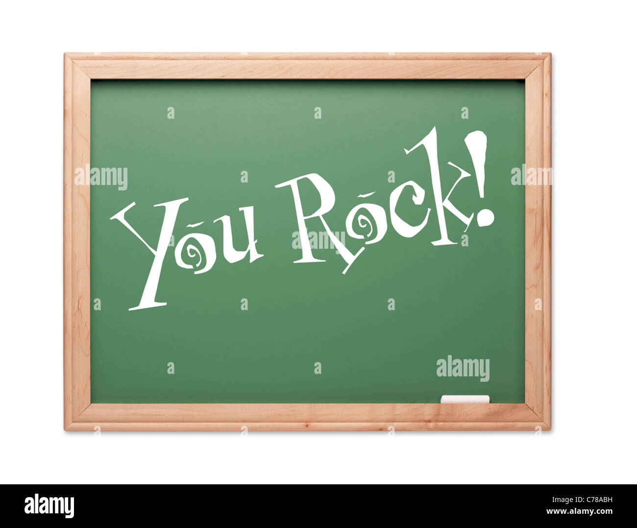 You Rock! Green Chalk Board Kudos Series on a White Background. Stock Photo
