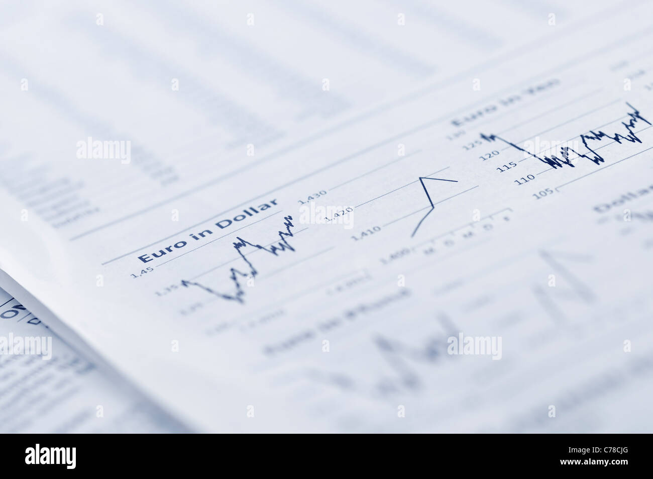 Business concept Business graph in newspaper Stock Photo Alamy
