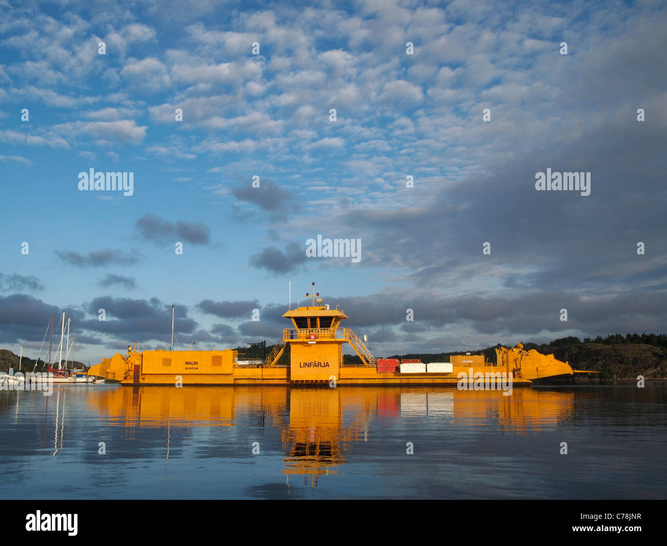 Chain ferry, Fläton, Bohuslän, Sweden Stock Photo