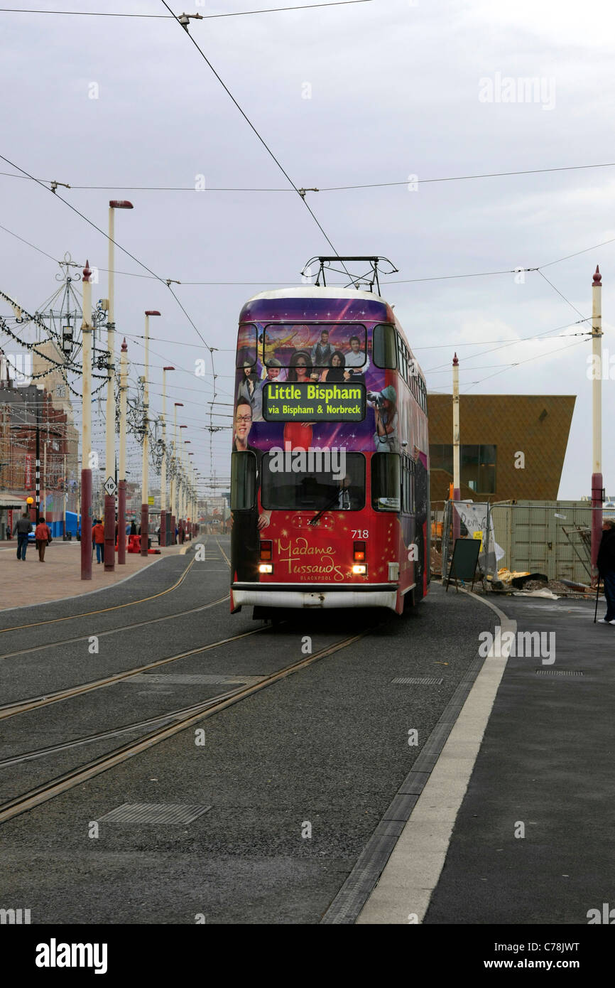 An old tram in Blackpool soon to be decommissioned for new hi-tec ones Stock Photo