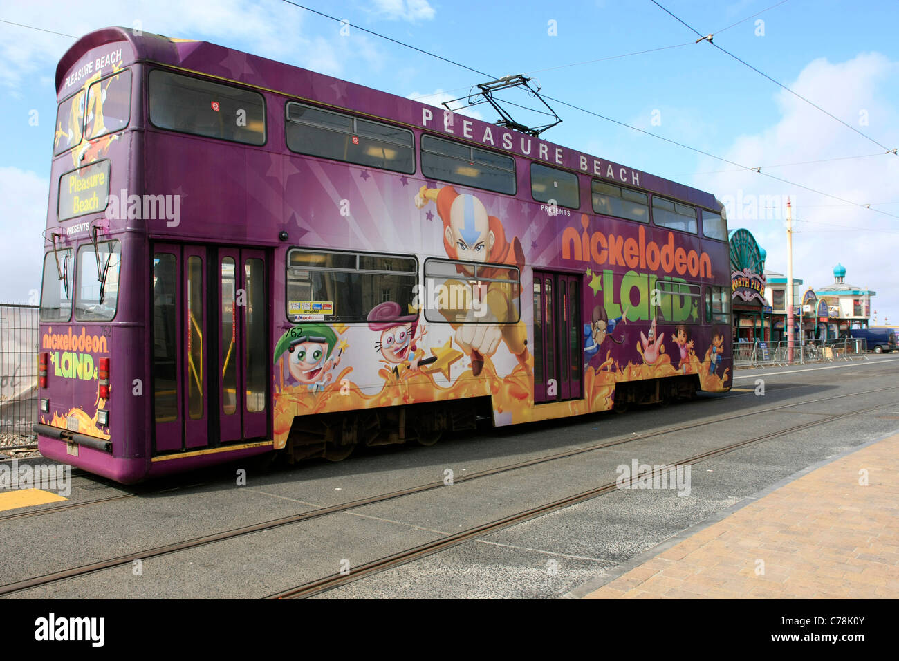 An old tram in Blackpool soon to be decommissioned for new hi-tec ones Stock Photo