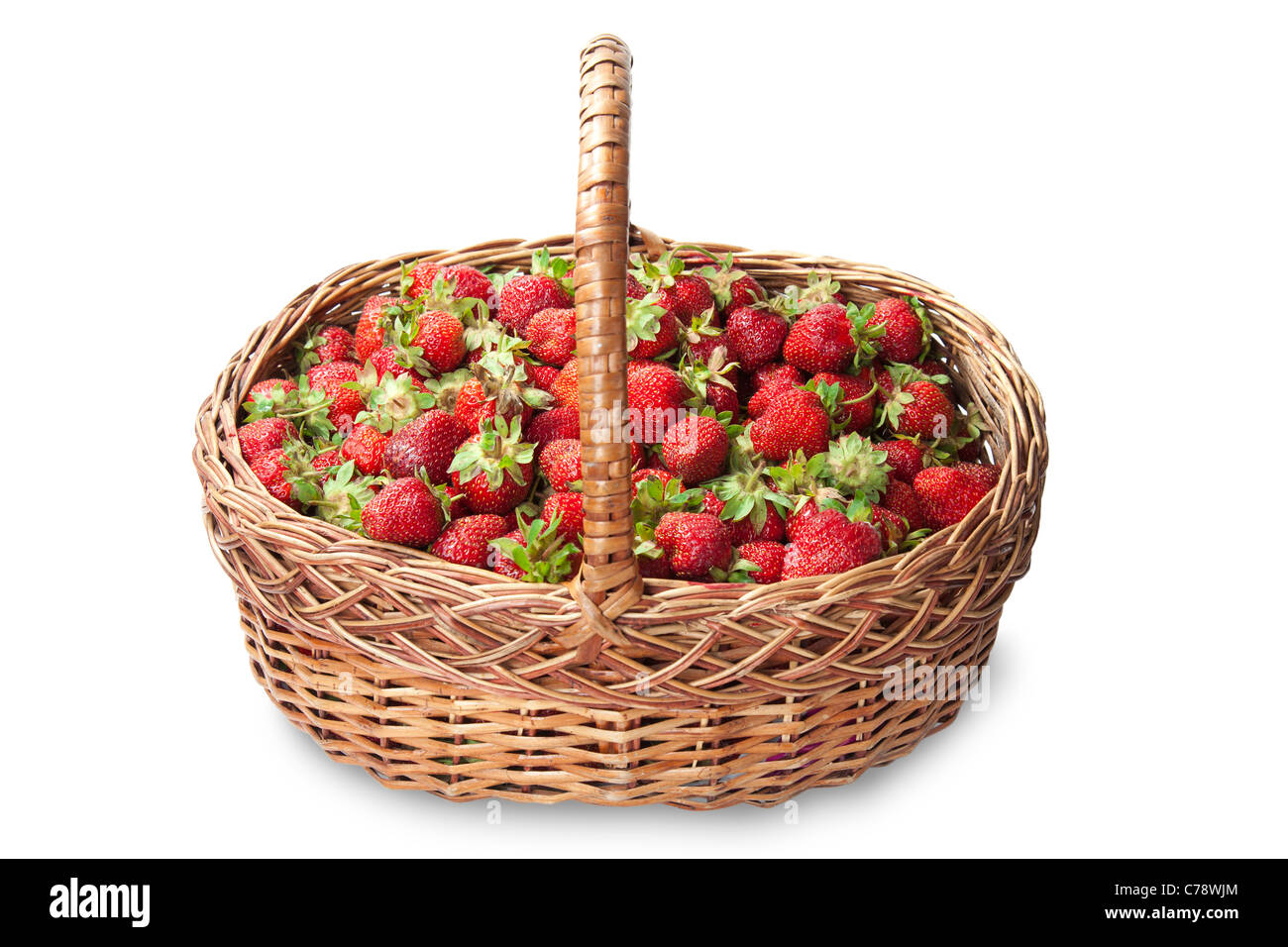 Full basket of ripe strawberries isolated on white background Stock ...