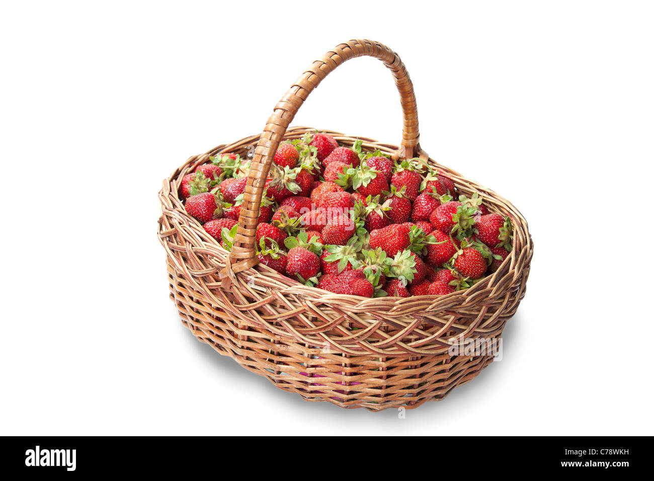 Full basket of ripe strawberries isolated on white background Stock ...