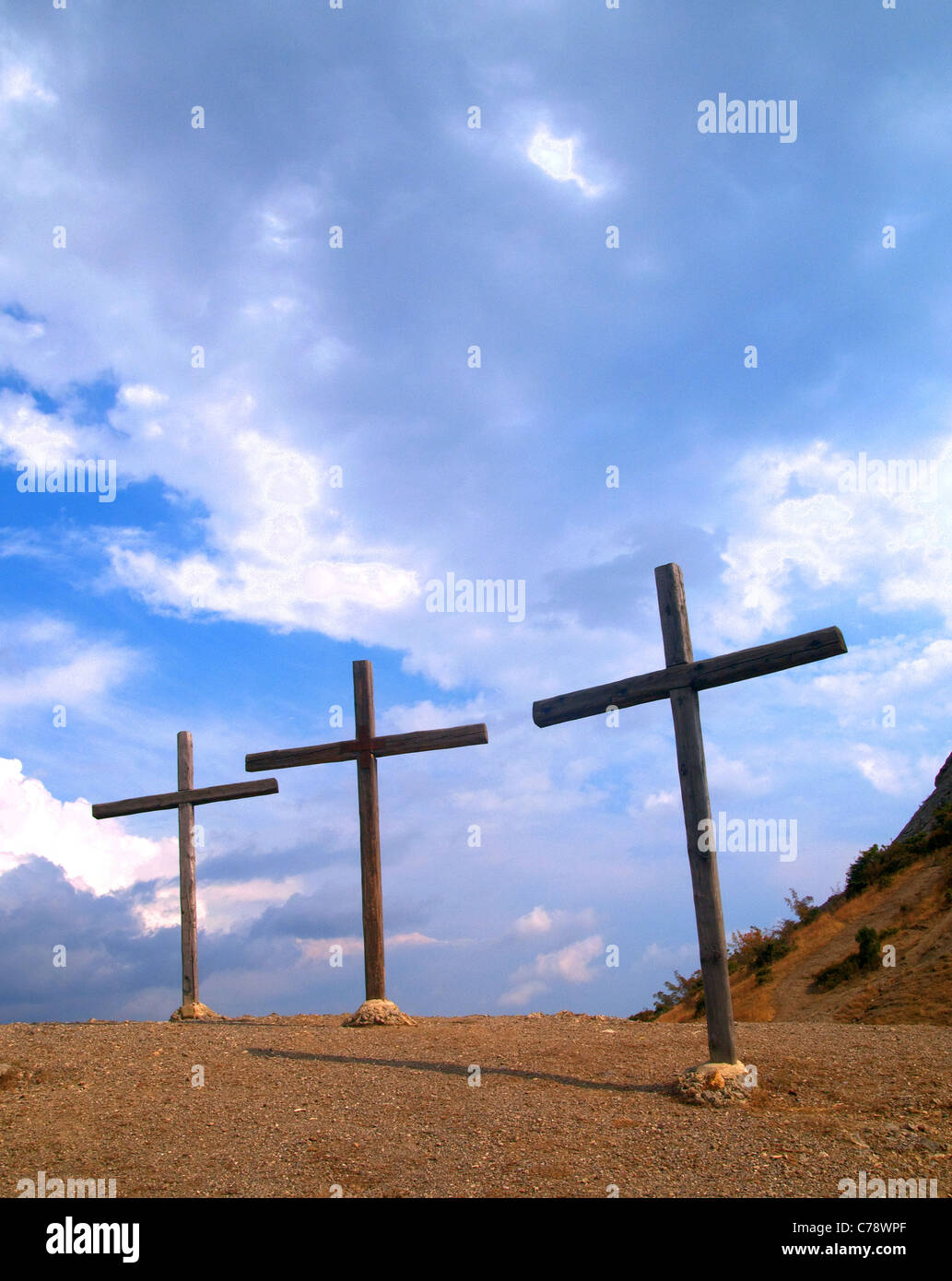 Cross on a hill hi-res stock photography and images - Alamy
