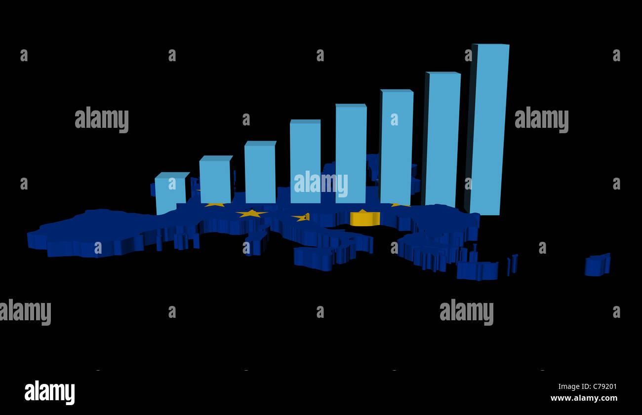 graph on EU map flag illustration Stock Photo - Alamy