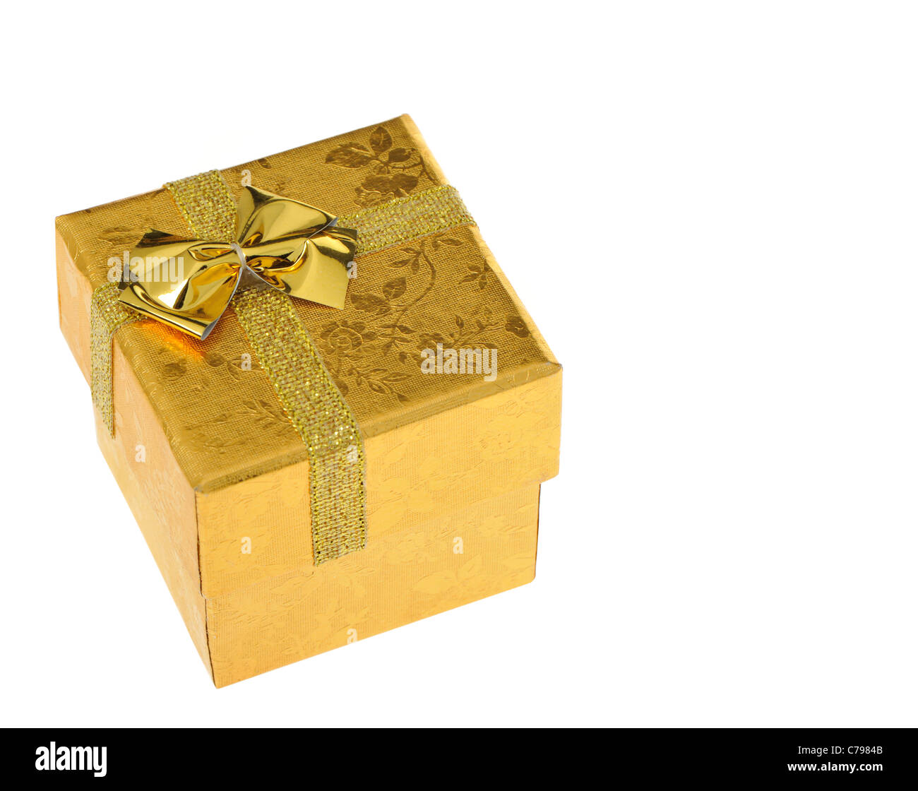 Gift box. Gold color. It is isolated on a white background Stock Photo ...