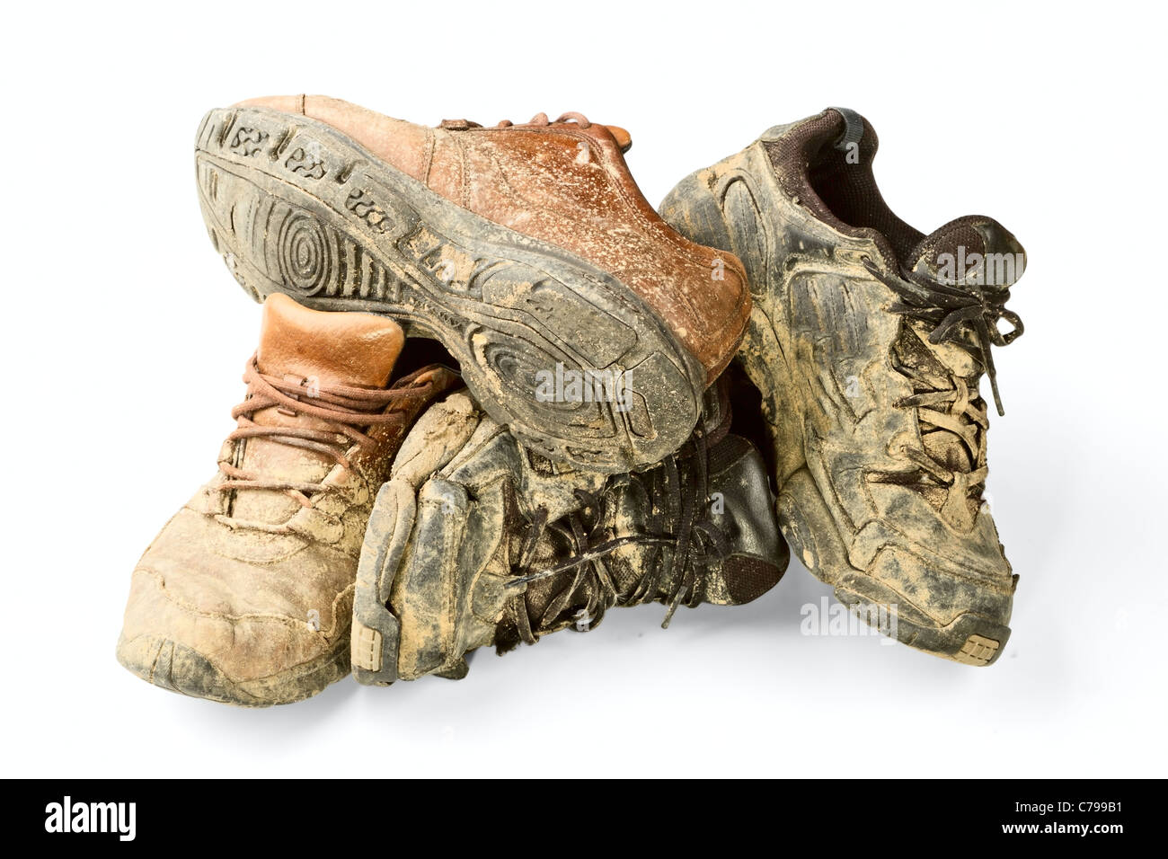 dirty trainer isolated on a white background Stock Photo