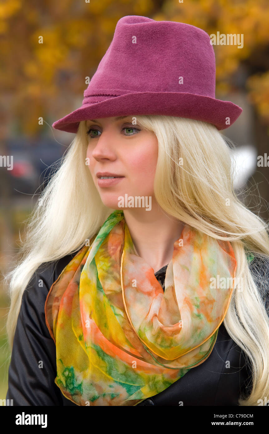 attractive young woman with a beautiful headdress Stock Photo - Alamy