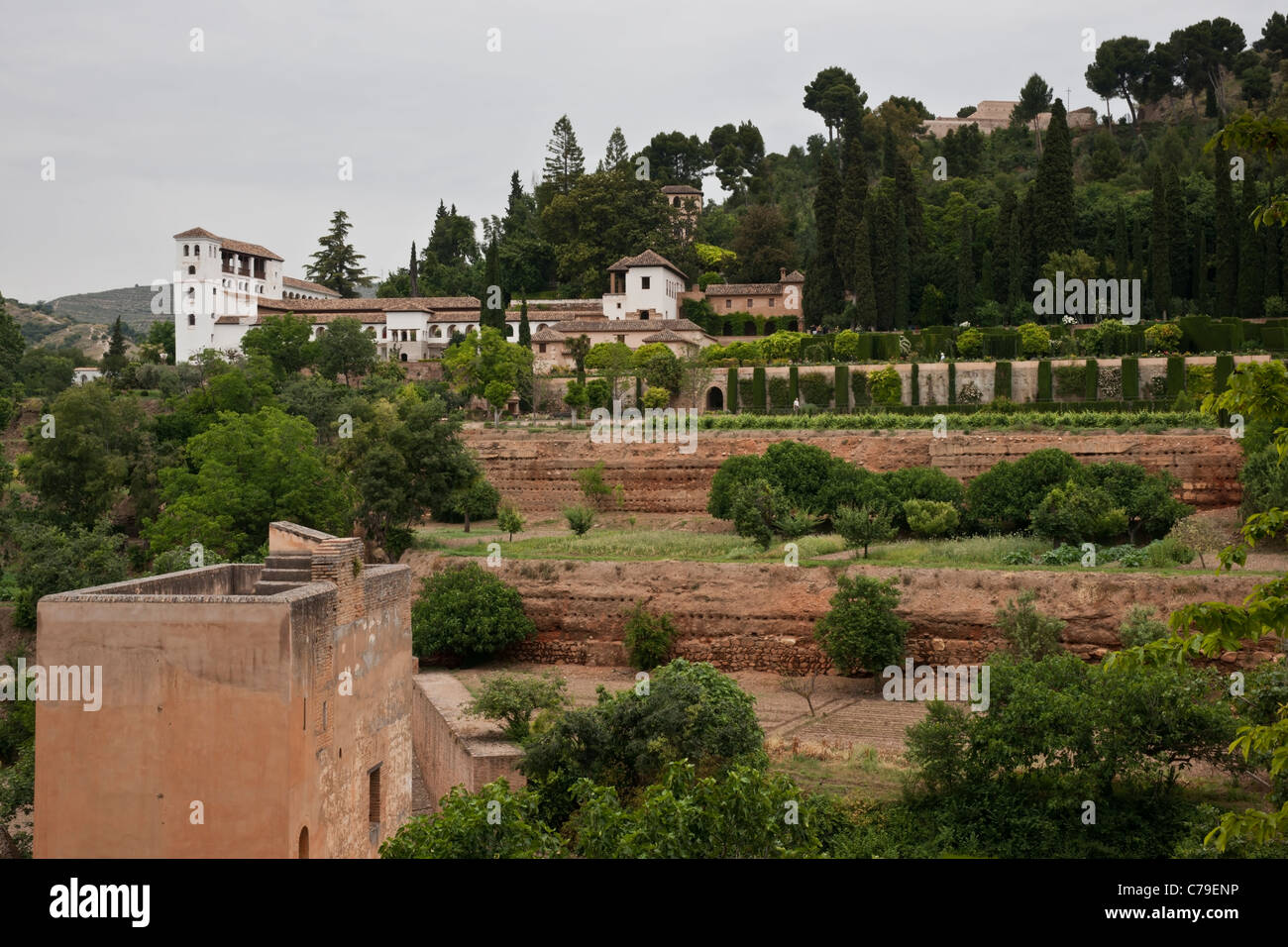 View of the Generalife from the Alhambra, Granada, Spain Stock Photo
