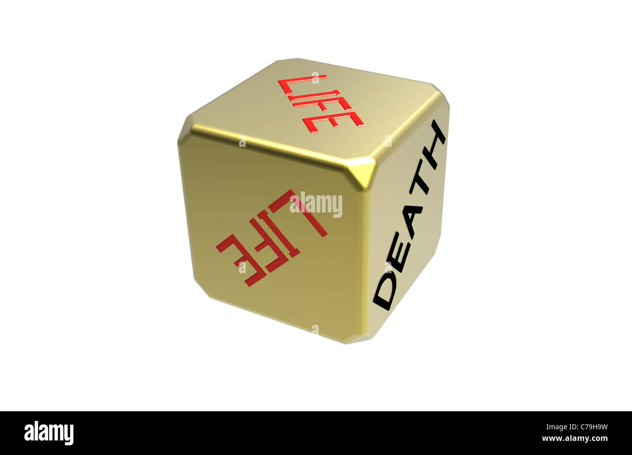 Dice life death isolated on white 3d render Stock Photo