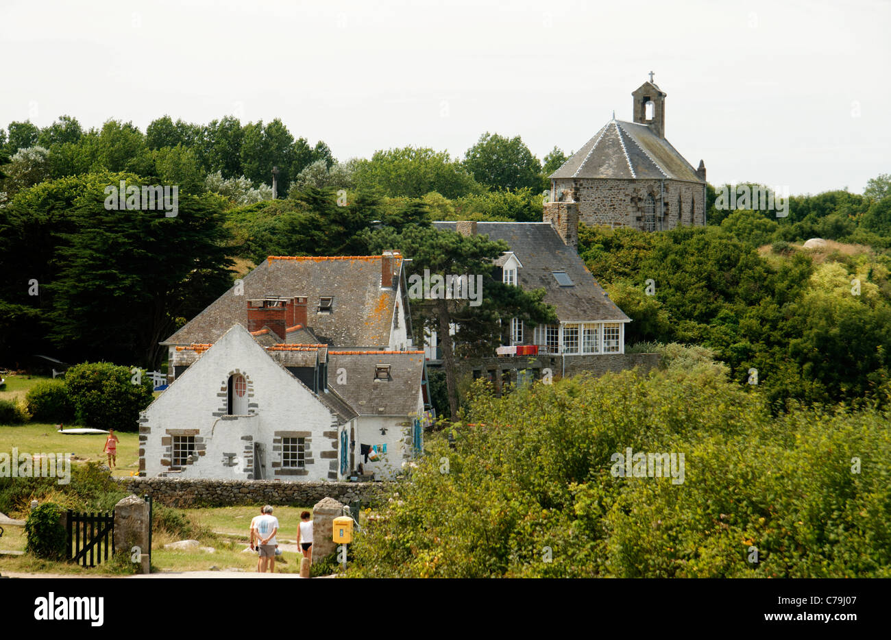 Chausey islands, Marin Marie house, chapel (Manche, Normandy, France). Stock Photo