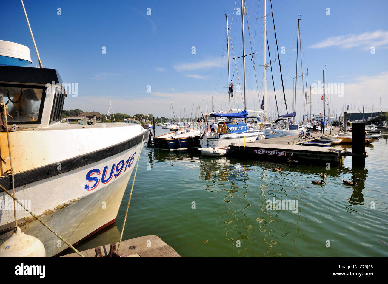 Lymington harbour front on summers Day Stock Photo