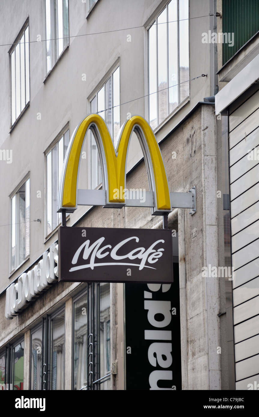 McCafe sign, McDonalds, fast food restaurant, Vienna, Austria, Europe Stock Photo