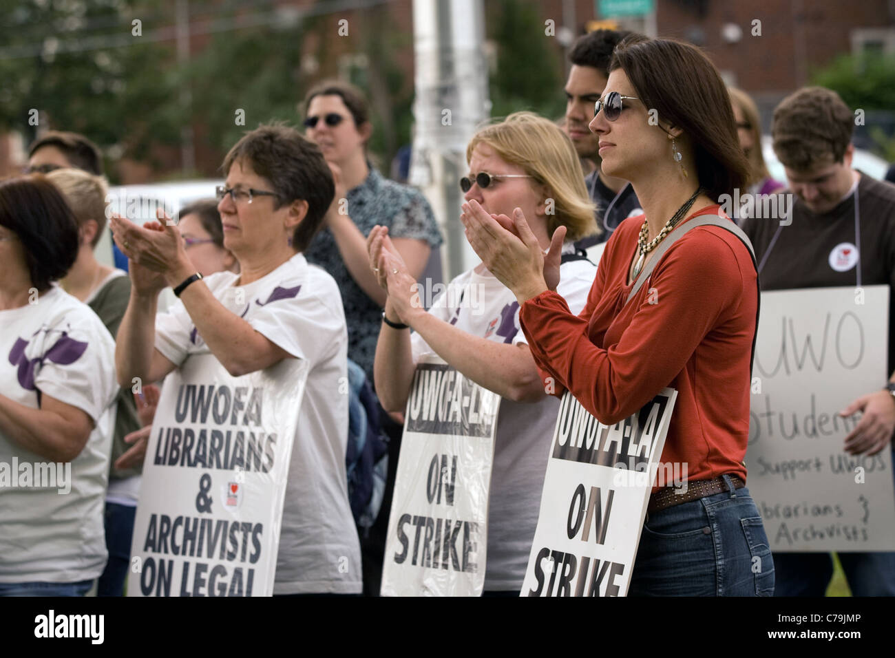 London, Canada - September 14, 2011: Sid Ryan speaks to striking members from the University of Western Ontario. Stock Photo