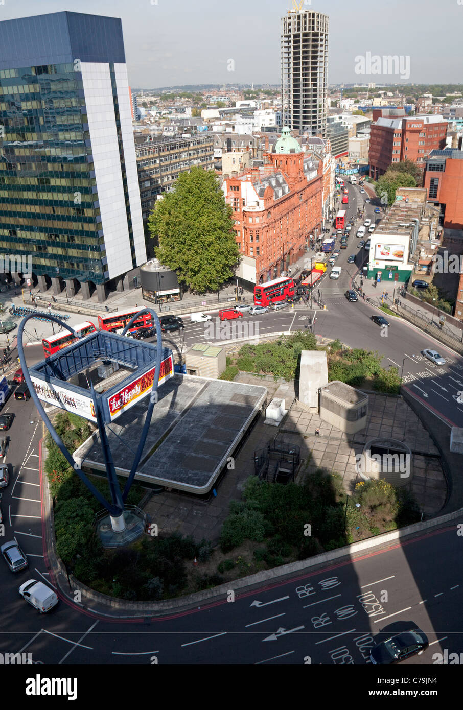 "Silicon Roundabout", Old Street, London seen from Bezier apartments