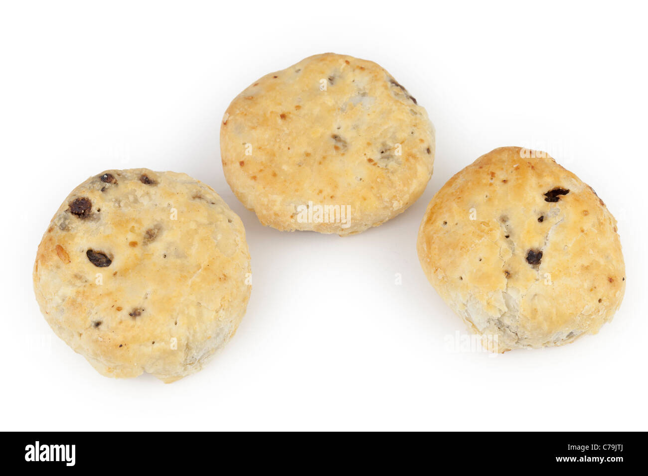 Eccles cakes on a white background Stock Photo