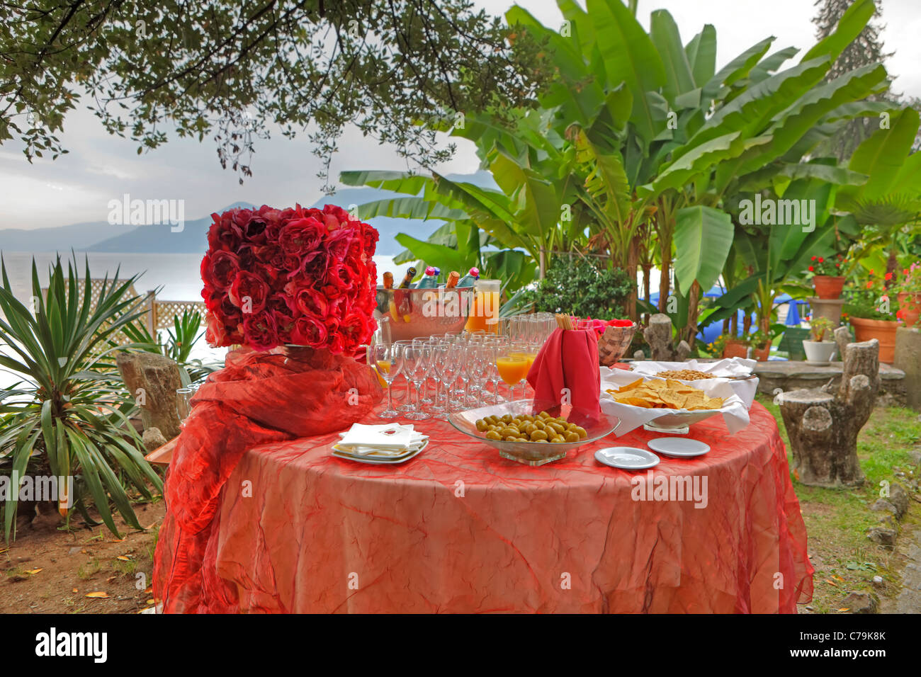 Breakfast outdoors on Lake Maggiore Stock Photo