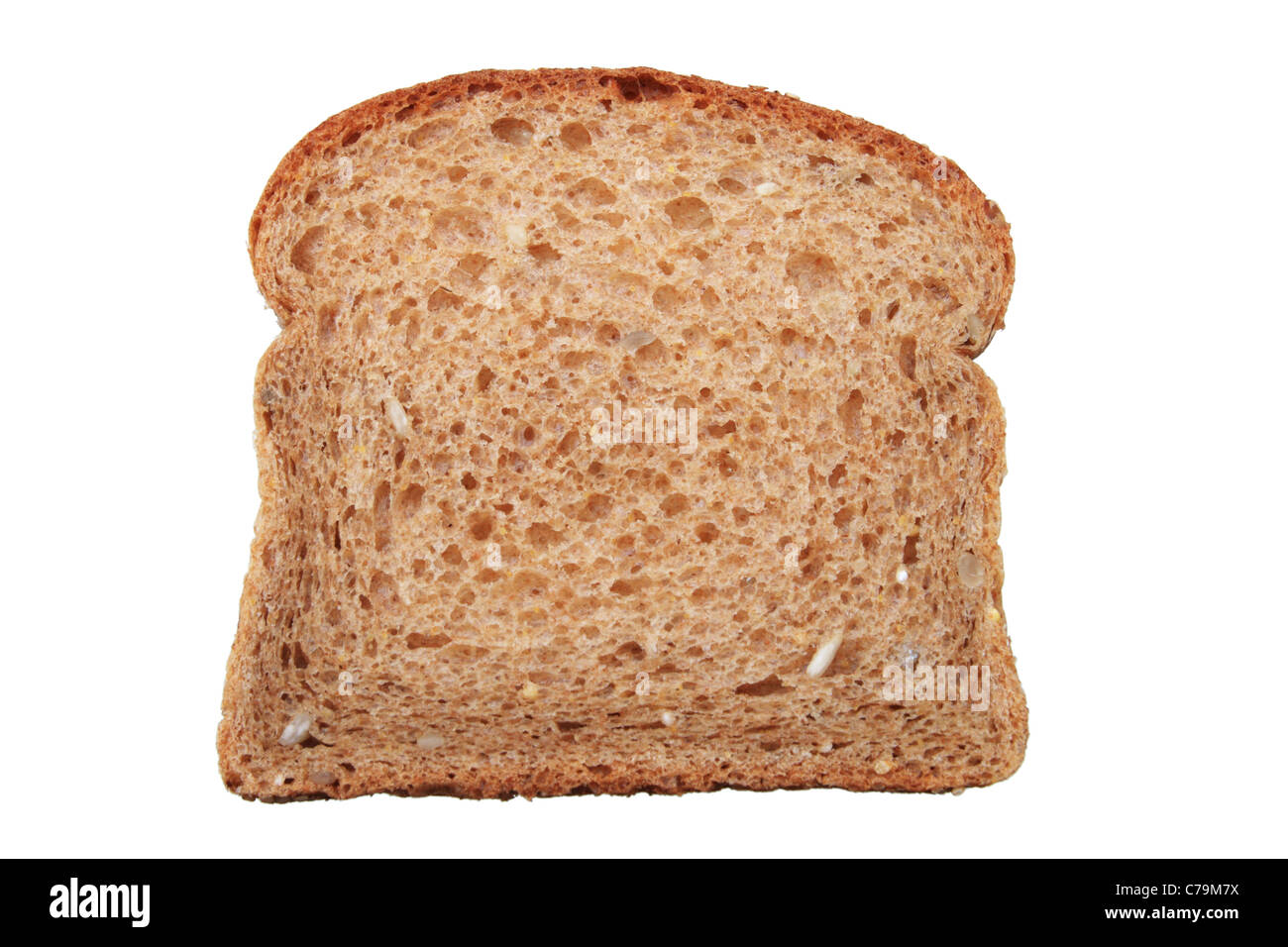 healthy whole wheat bread slice isolated on white Stock Photo