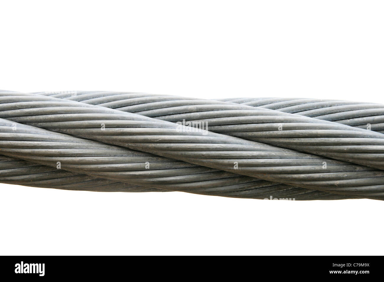 steel cable isolated on a white background Stock Photo