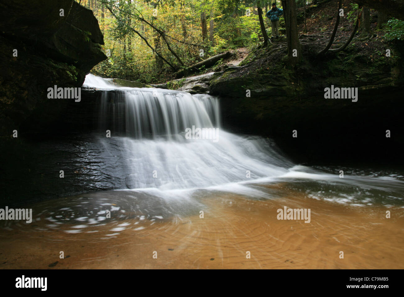 long exposure of Creation Falls in the Red River Gorge, Kentucky Stock Photo