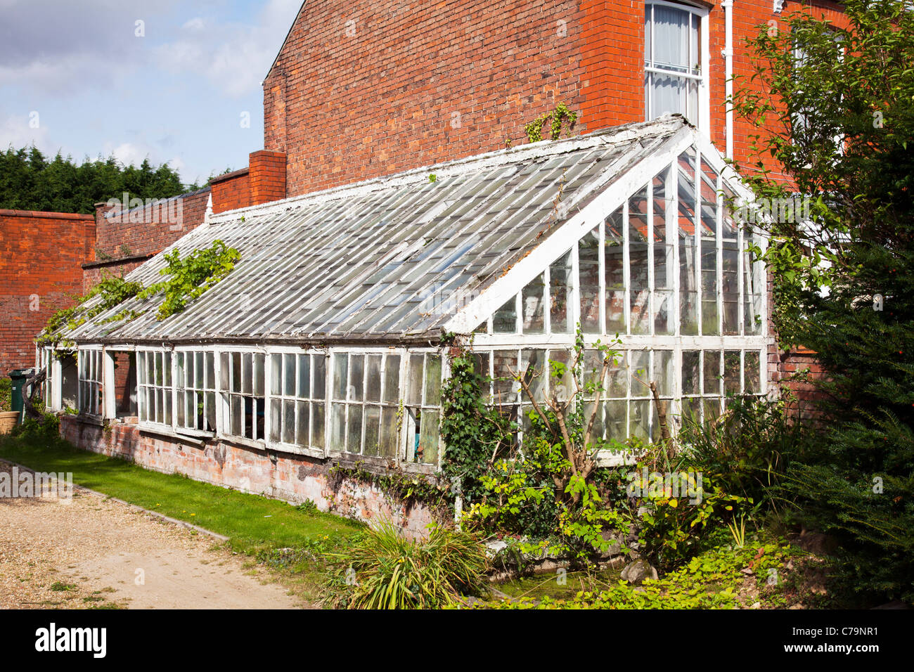 Louth, Lincolnshire, England, old victorian greenhouse derelict and