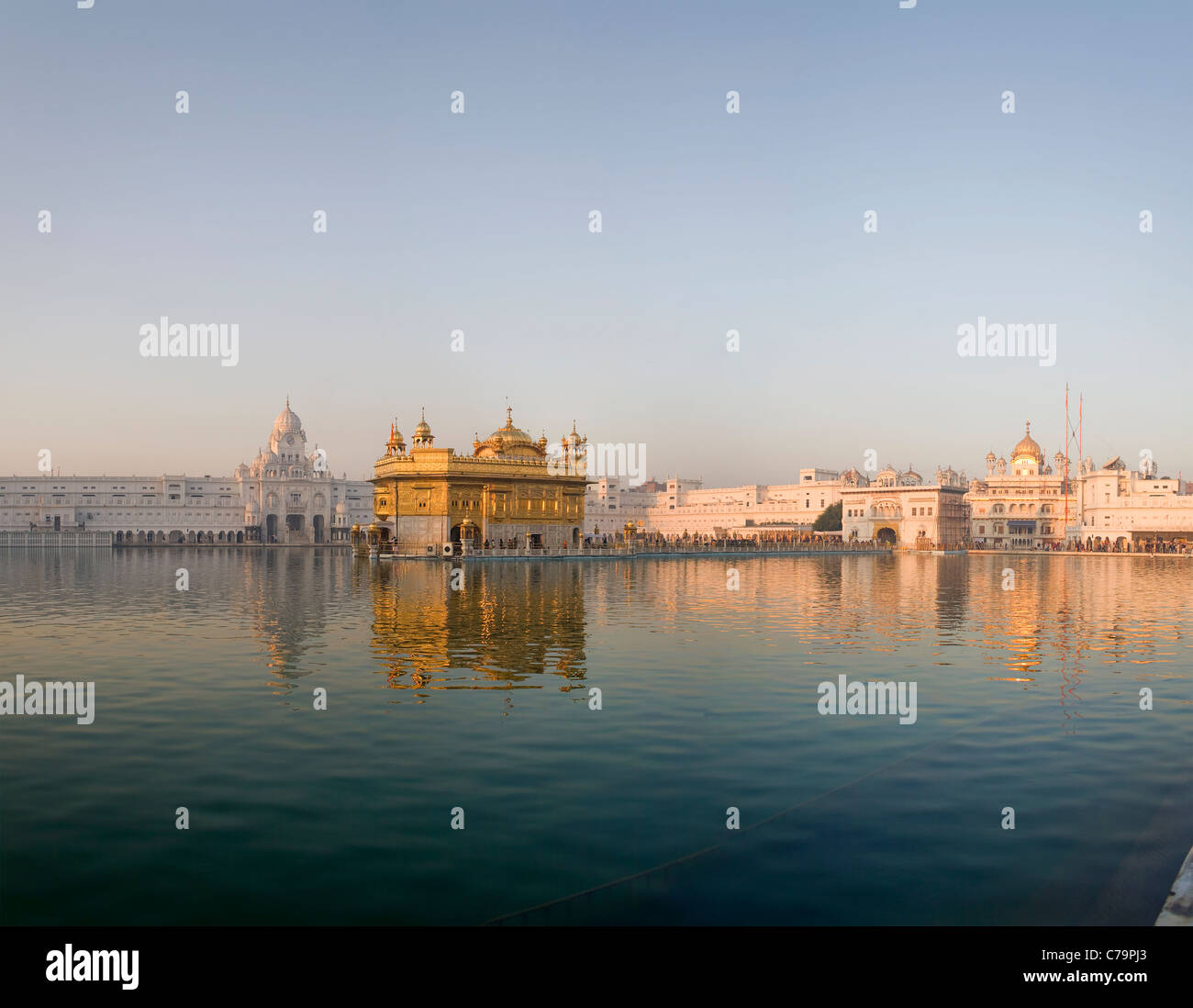 The last rays of the sun spreads a warm glow at the Sikh Golden Temple