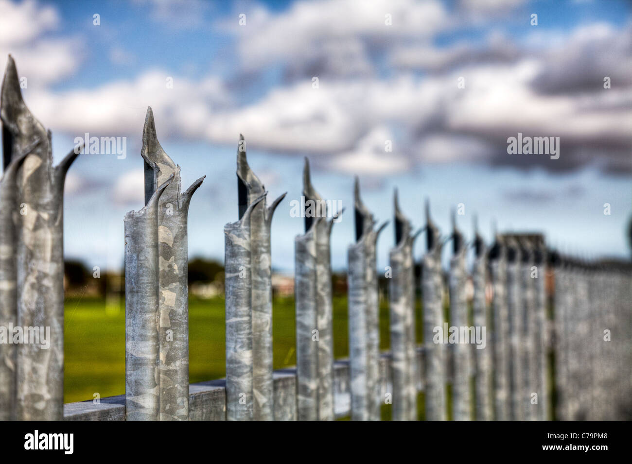 Louth, Lincolnshire, England, spikes spikey dangerous fence close