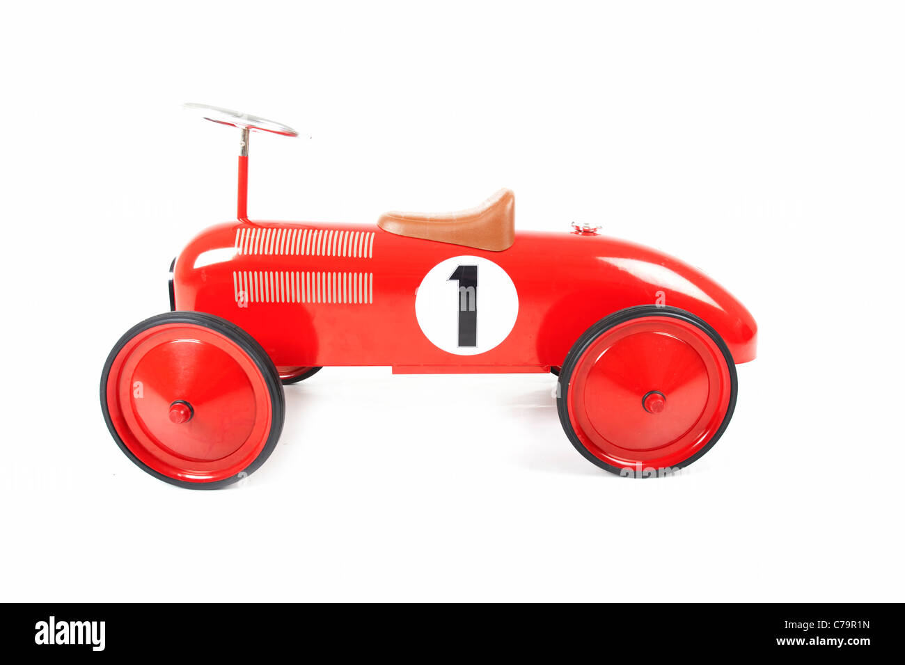 toddlers toy red racing car isolated on white background Stock Photo Alamy