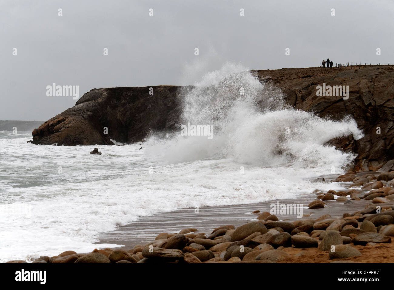 Storm on the wild coast of Quiberon peninsula (Morbihan, Brittany ...