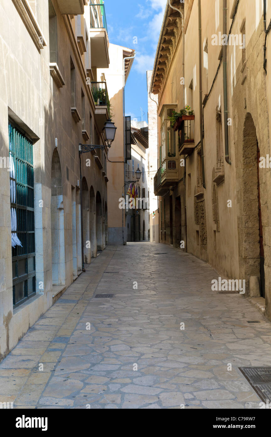 Alley in the historic town centre of Palma de Majorca, Majorca, Balearic Islands, Spain, Europe Stock Photo
