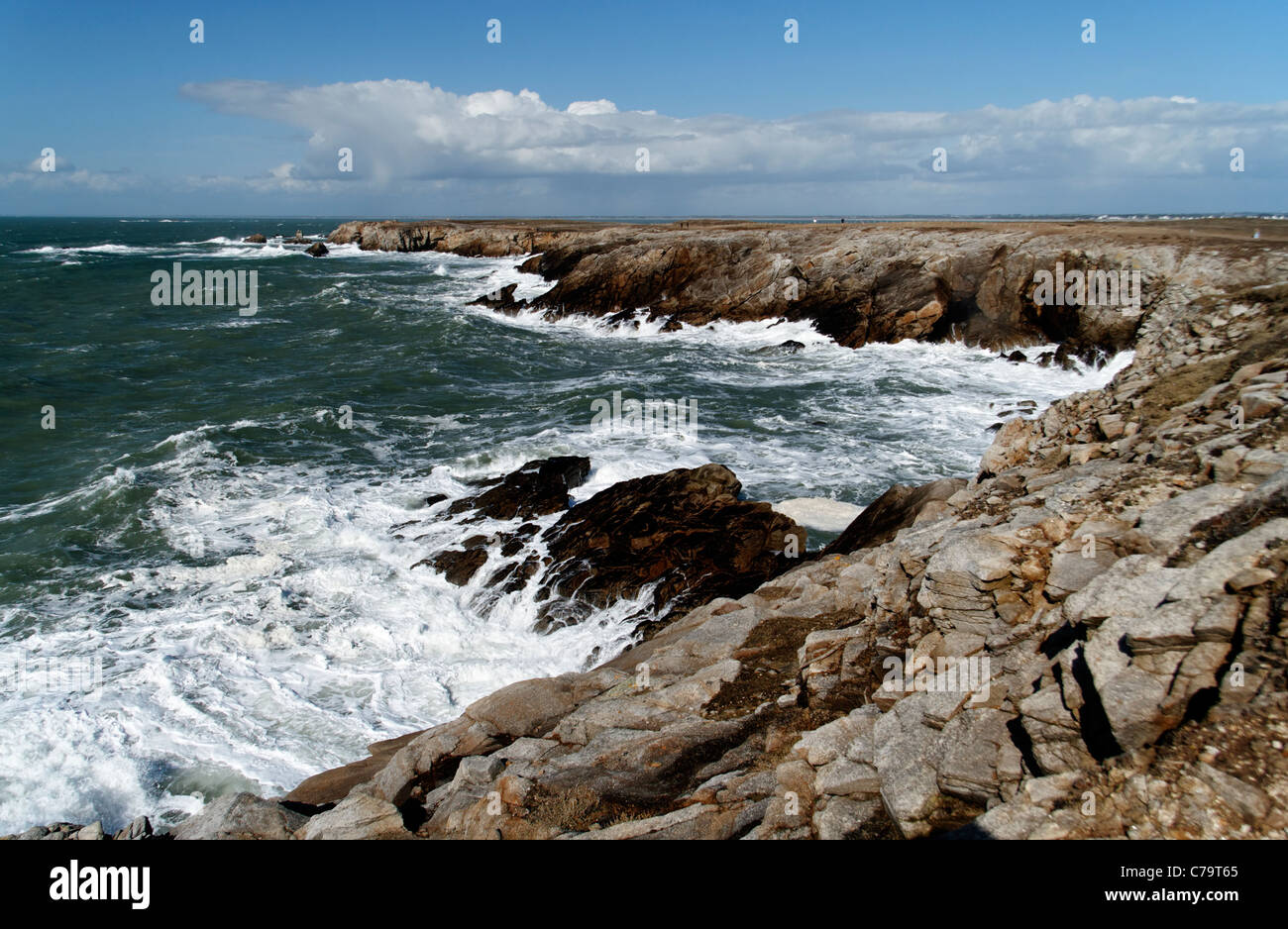 Storm on the wild coast of Quiberon peninsula (Morbihan, Brittany ...