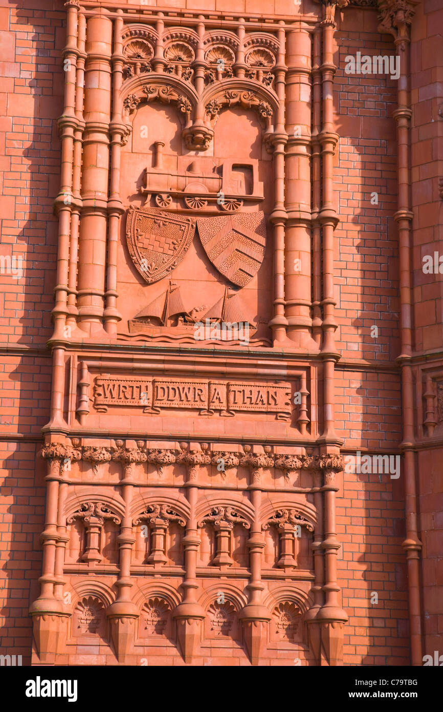 Details on The Pierhead Building, building of the National Assembly for Wales, Welsh history museum, Cardiff, Wales, UK Stock Photo