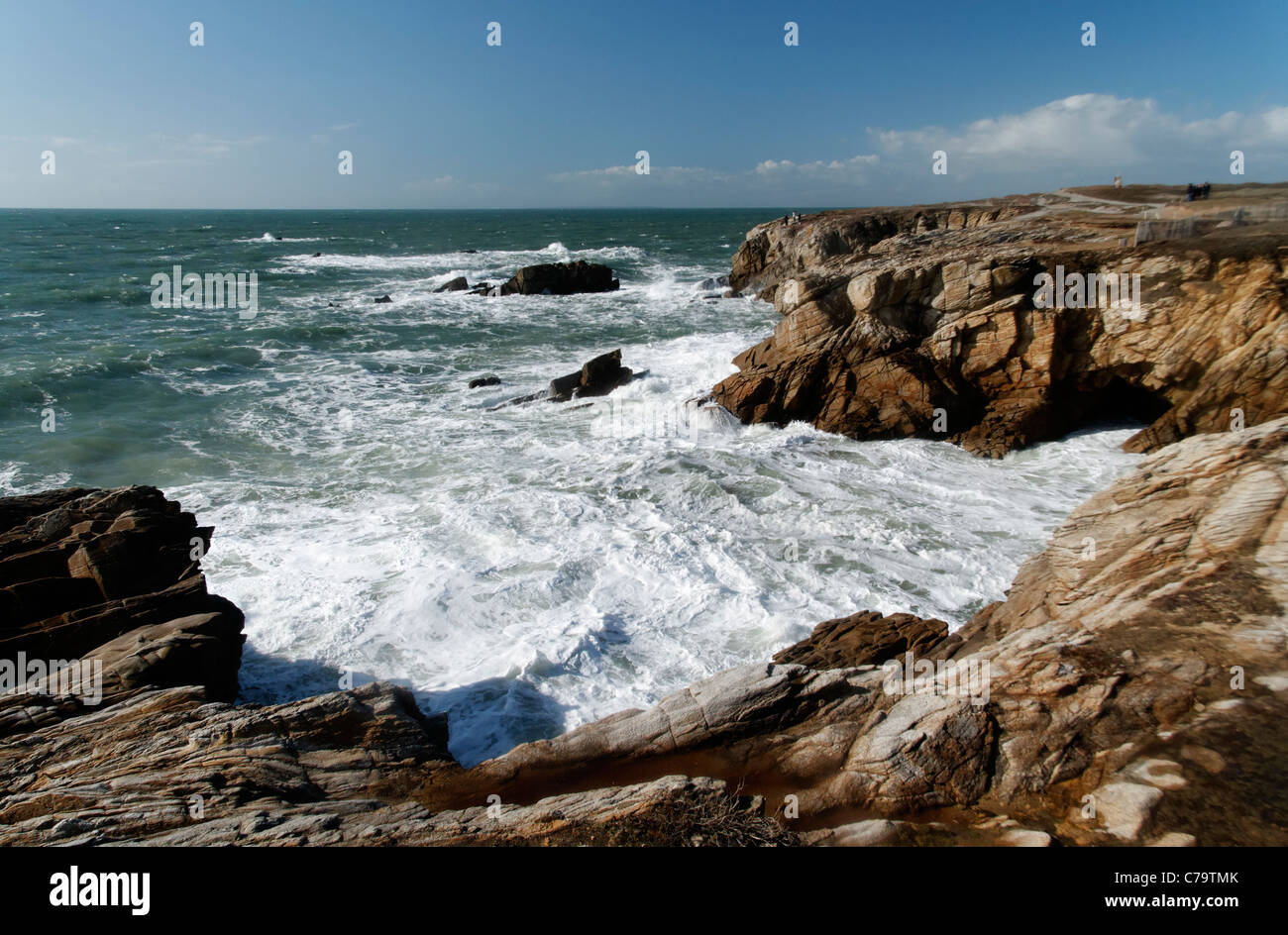 Storm on the wild coast of Quiberon peninsula (Morbihan, Brittany ...
