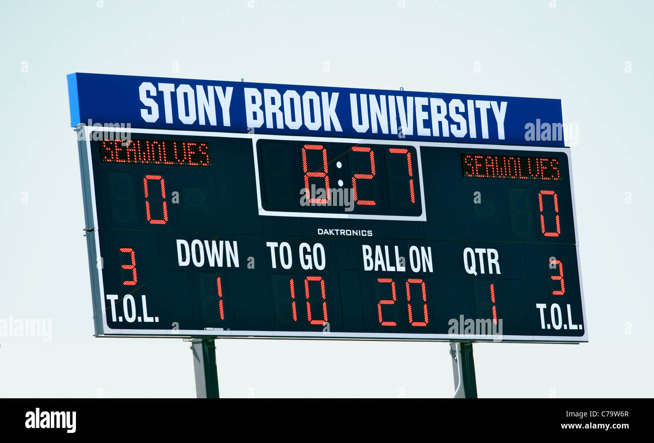 Scoreboard at LaValle Stadium home of Stony Brook University football
